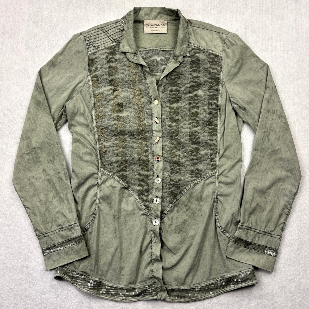 Elisa Cavaletti Daniela Dallavalle Shirt Womens Medium Sage Green Lace Italian M